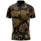 Custom Black-Gold Mexican Aztec Mayan Tribal Performance Polo Shirt
