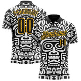 Custom Black-Gold Mexican Aztec Mayan Tribal Performance Polo Shirt
