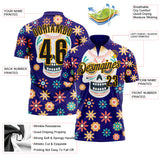 Custom Dark Purple Black-Gold Day of the Dead Mexican Sugar Skull Performance Polo Shirt