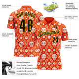 Custom Orange Black-Gold Day of the Dead Mexican Sugar Skull Performance Polo Shirt