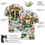 Custom White Black-Gold Day of the Dead Mexican Sugar Skull Performance Polo Shirt