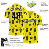 Custom Light Yellow Black-White Day of the Dead Mexican Sugar Skull Performance Polo Shirt