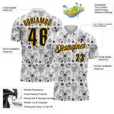 Custom White Black-Gold Day of the Dead Mexican Sugar Skull Performance Polo Shirt