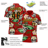 Custom Red Black-Gold Day of the Dead Mexican Sugar Skull Performance Polo Shirt