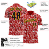 Custom Red Black-Gold Day of the Dead Mexican Sugar Skull Performance Polo Shirt