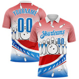 Custom Red Blue-White Bowling American Flag Gradient Performance Polo Shirt