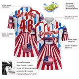 Custom White Red-Blue Bowling American Flag Performance Polo Shirt