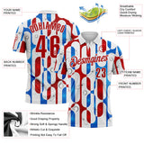 Custom White Red-Blue Bowling American Inspired Performance Polo Shirt