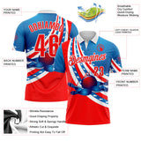 Custom Blue Red-White Bowling Strike American Flag Performance Polo Shirt