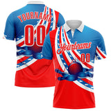Custom Blue Red-White Bowling Strike American Flag Performance Polo Shirt