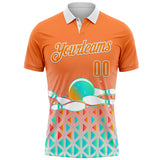 Custom Bay Orange-White Bowling Strike Gradient Geometric Performance Polo Shirt