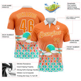 Custom Bay Orange-White Bowling Strike Gradient Geometric Performance Polo Shirt