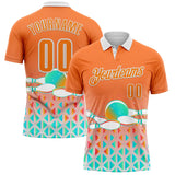 Custom Bay Orange-White Bowling Strike Gradient Geometric Performance Polo Shirt
