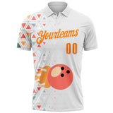 Custom White-Bay Orange Bowling Ball Geometric Performance Polo Shirt