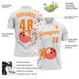 Custom White-Bay Orange Bowling Ball Geometric Performance Polo Shirt