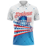 Custom White Blue-Red Bowling Geometric American Flag Performance Polo Shirt