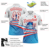 Custom White Blue-Red Bowling Geometric American Flag Performance Polo Shirt
