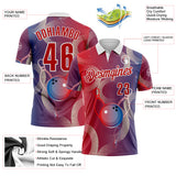Custom Red Blue-White Bowling Retro Abstract Performance Polo Shirt
