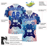 Custom Blue Thunder Blue Light Pink-White Bowling Geometric Performance Polo Shirt