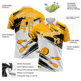 Custom Yellow-White Bowling Brush Stroke Performance Polo Shirt