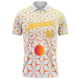 Custom White-Gold Bowling Strike Geometric Performance Polo Shirt