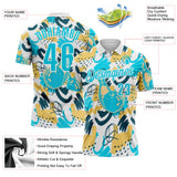 Custom White Blue-Yellow Bowling Abstract Painting Performance Polo Shirt