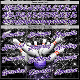Custom Black Purple-White Bowling Strike Sparkle Performance Polo Shirt