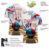 Custom White-Red Bowling Strike American Flag Performance Polo Shirt