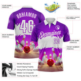 Custom Purple-White Bowling Strike Hitting Performance Polo Shirt