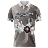 Custom Gray-Black Bowling Strike Retro Performance Polo Shirt