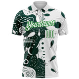 Custom White Green-Grass Green Bowling Abstract Performance Polo Shirt