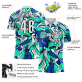 Custom Blue White Green-Black Bowling Fluid Liquid Performance Polo Shirt