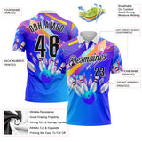 Custom Purple Black-White Bowling Strike Neon Performance Polo Shirt