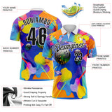 Custom Purple Black-White Bowling Neon Color Splash Performance Polo Shirt