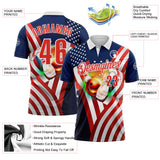 Custom Blue Red-White Bowling Strike American Flag Performance Polo Shirt