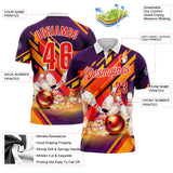 Custom Purple Orange-White Bowling Strike Colorful Performance Polo Shirt