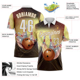 Custom Black White-Old Gold Bowling Strike Geometric Performance Polo Shirt