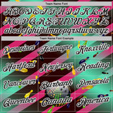 Custom Green Black Hot Pink-White Bowling Disco Neon Strip Performance Polo Shirt