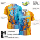 Custom Yellow Sky Blue Blue-White Bowling Strike Colorful Geometric Performance Polo Shirt