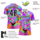 Custom Purple Black-White Bowling Strike Colorful Geometric Performance Polo Shirt