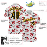 Custom White Black Red-Gold Archery Target Bullseye Performance Polo Shirt