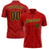 Custom Red Black-Gold Arrow Archery Performance Polo Shirt