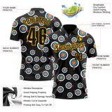 Custom Black-Gold Archery Target Bullseye Performance Polo Shirt