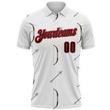 Custom White Black-Fire Red Bow And Arrow Archery Performance Polo Shirt