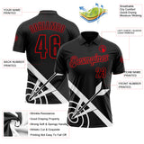 Custom Black-Fire Red Archery Target Bullseye Performance Polo Shirt