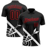 Custom Black-Fire Red Archery Target Bullseye Performance Polo Shirt