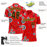 Custom Fire Red Black-Gold Archery Target Performance Polo Shirt