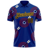 Custom Royal Black Red-Gold Archery Target Bullseye Performance Polo Shirt