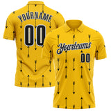 Custom Yellow Black-White Arrow Archery Performance Polo Shirt