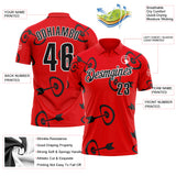 Custom Fire Red Black-White Archery Target Bullseye Performance Polo Shirt
